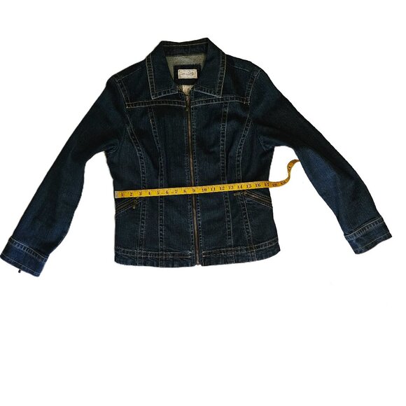 LIVE A LITTLE Blue Denim Long Sleeve Zipper Closure Jacket Size Medium - Picture 4 of 7